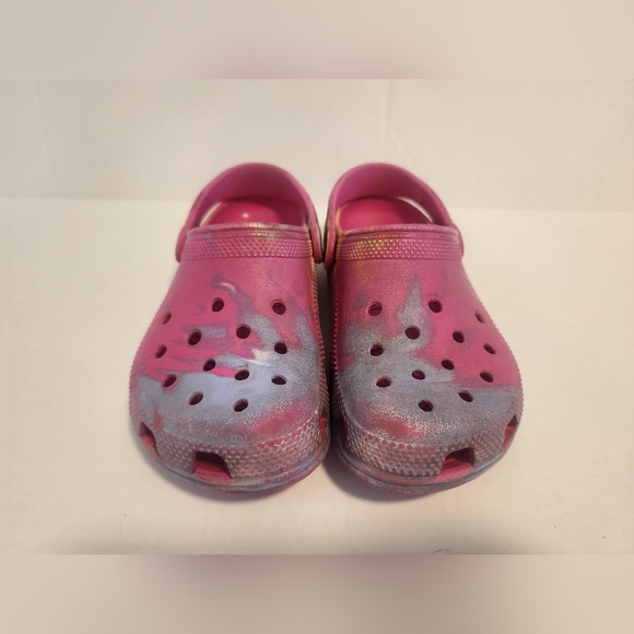 Multicolor Girl SZ J2 Crocs Pink, Blue and Yellow - Picture 3 of 3